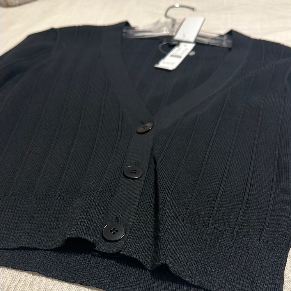 J.Crew Black Ribbed Cardigan - Picture 3 of 3